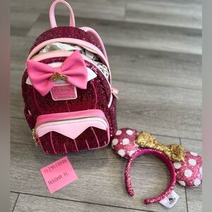 Loungefly Disney Princess Aurora Sequin backpack and ears